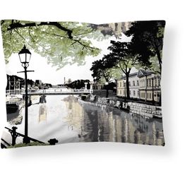 Tyynyliina Vallila Aurajoki, 50x60cm, vihreä/keltainen