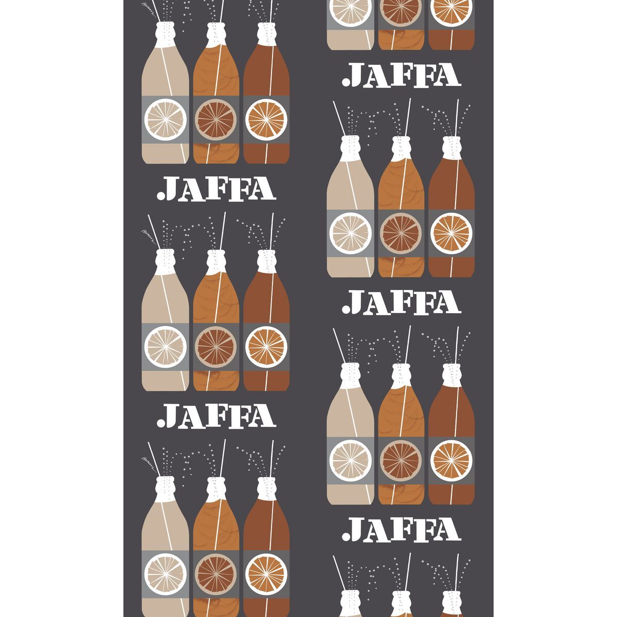 Pöytäliina Vallila Jaffa, pinnoitettu, 140x250cm, harmaa/oranssi