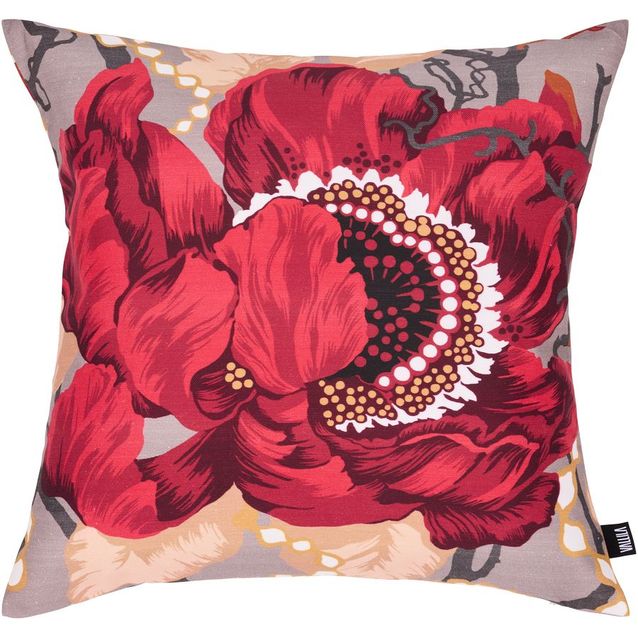 Koristetyynynpäällinen Vallila Romanssi, 43x43cm, harmaa/punainen