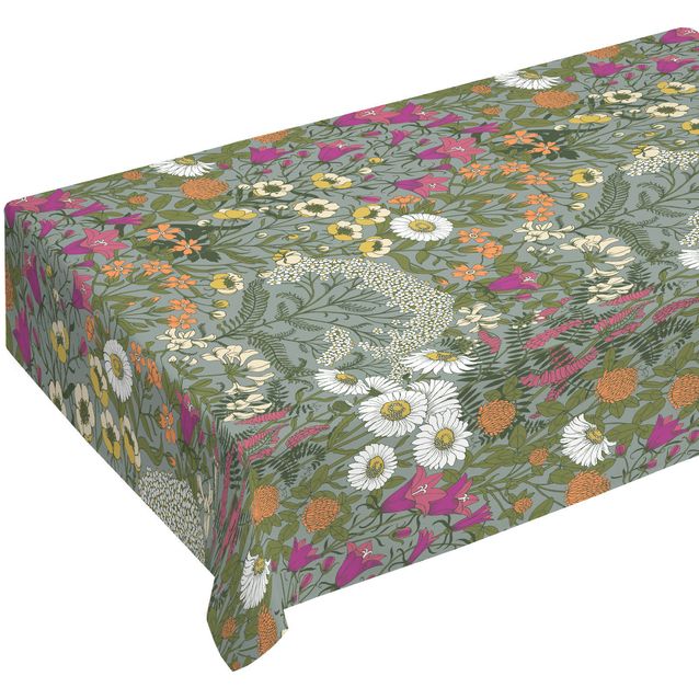 Pöytäliina Vallila Ahomaa, 145x250cm, vihreä/pinkki