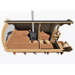 Tynnyrisauna Valter Delux ARCTIC FINLAND HOUSE Ø 2,3x4,2 m sis. kiuas ja hormi