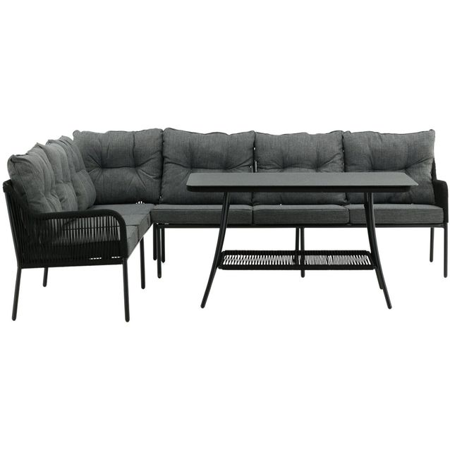 Kulmasohva ja pöytä Venture Home Berlin musta/harmaa