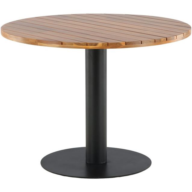 Ruokapöytä Venture Home Cot, ø100cm, akaasia/musta teräs