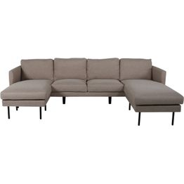 Divaanisohva Venture Home Zoom, 4 ist, U-malli, ruskeanbeige, oikea