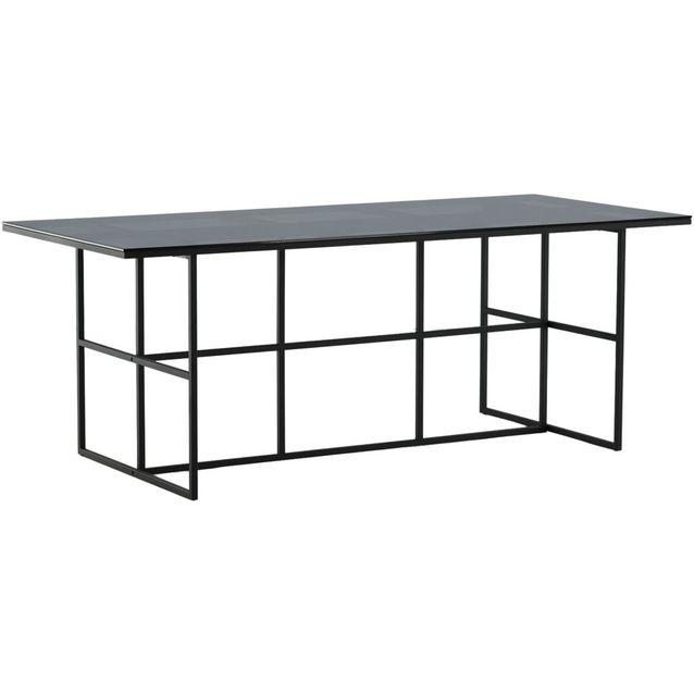 Ruokapöytä Venture Home Leif, 200x90cm, musta/savulasi