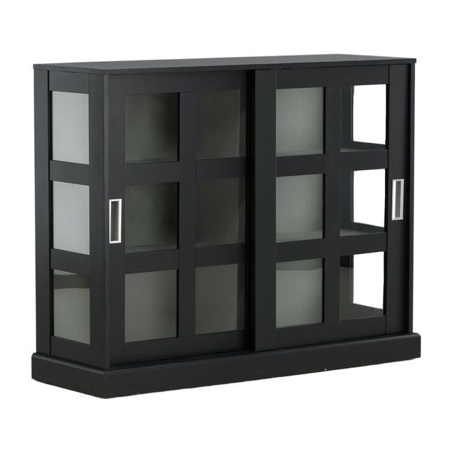 Matala vitriinikaappi liukuovilla Venture Home Lock, 120x40x95cm, musta