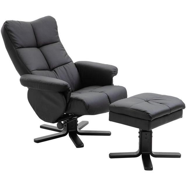 Mekanismituoli säilytysrahilla Venture Home Sven, musta keinonahka