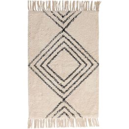 Kylpyhuoneen matto Venture Home Love, 50x80cm, puuvilla, valkoinen/musta