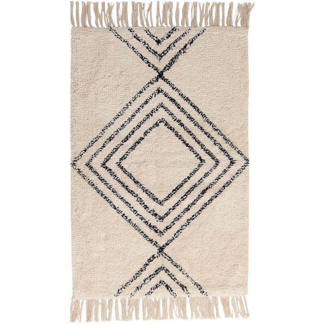 Kylpyhuoneen matto Venture Home Love, 50x80cm, puuvilla, valkoinen/musta