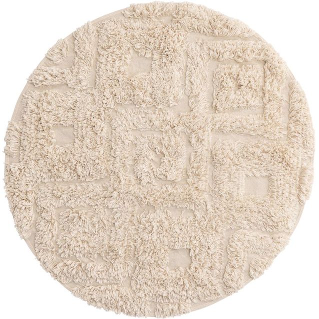 Kylpyhuoneen matto Venture Home Hilma, ø60cm, puuvilla, luonnonvalkoinen