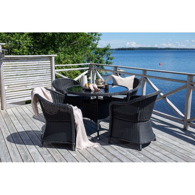 Ruokailuryhmä Venture Home Oscar, ø106cm pöytä + 4 tuolia