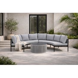 Sohvaryhmä Venture Home Virya, kulmasohva + sohvapöytä, musta/harmaa