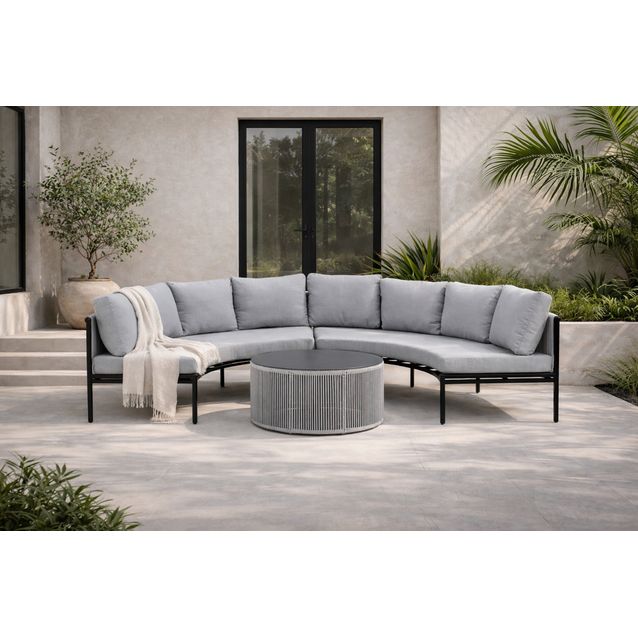 Sohvaryhmä Venture Home Virya, kulmasohva + sohvapöytä, musta/harmaa Google Shopping kuva