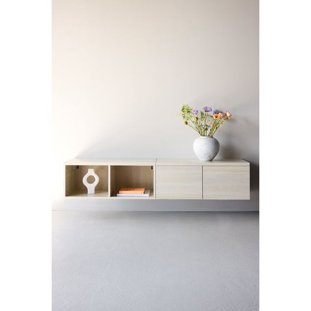 Seinään kiinnitettävä TV-taso Venture Home Nomi, leveys 180cm, vaalea