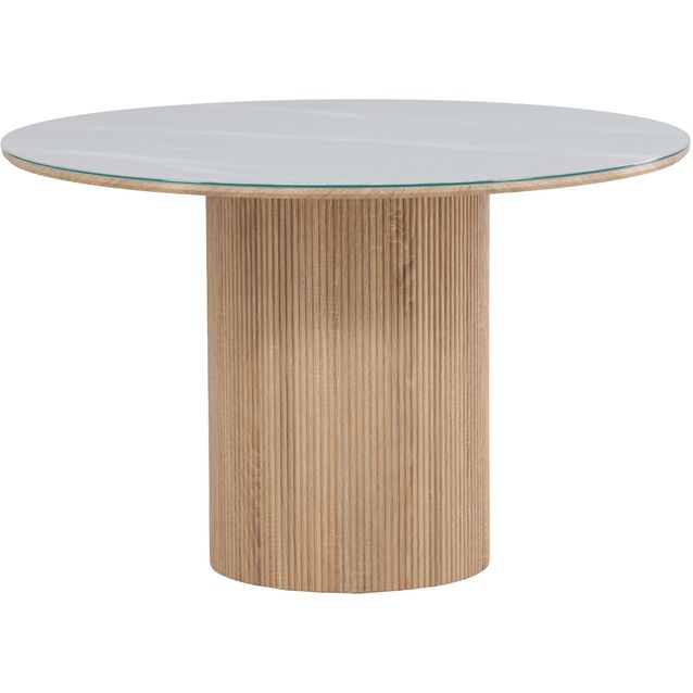 Pyöreä ruokapöytä Vind Härön, Ø120cm, valkoinen/ruskea