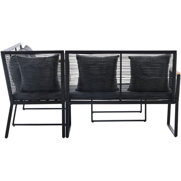 Oleskeluryhmä Venture Home Dallas, kulmasohva + sohvapöytä, harmaa/musta