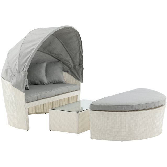 Aurinkosänky/sohvaryhmä Venture Home Padova Love Bed, valkoinen/harmaa