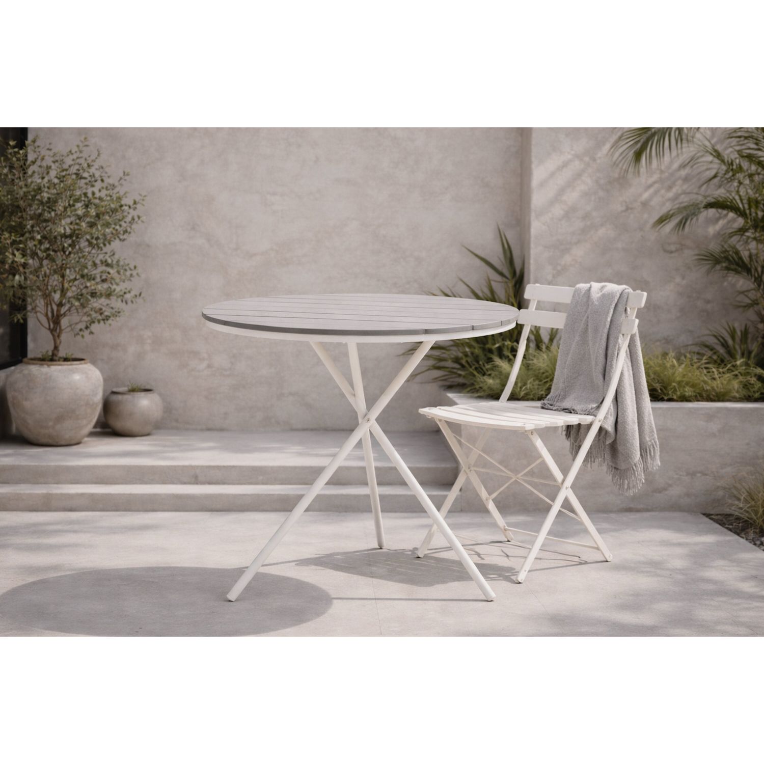 Parvekepöytä Venture Home Parma, ø90cm, harmaa/valkoinen
