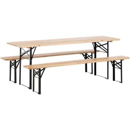 Kokoontaitettava ruokailuryhmä Venture Home Guniess, 200x60cm pöytä + 2 penkkiä, puunruskea/musta