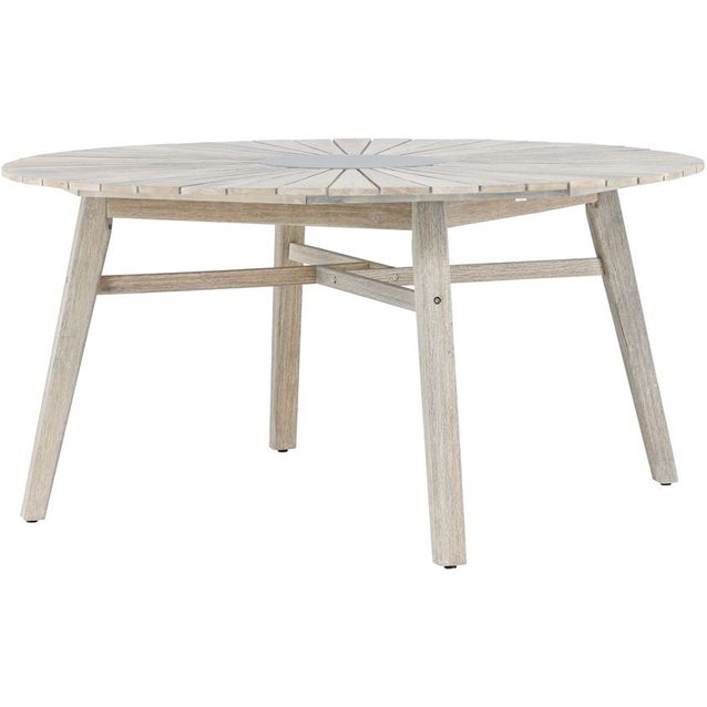 Ruokapöytä Venture Home Rives, ø150cm, antiikinvalkoinen akaasia/kivenharmaa