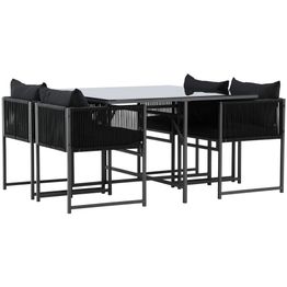 Ruokailuryhmä Venture Home Noto, 120x120cm ruokapöytä + 4 tuolia, musta