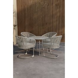 Ruokailuryhmä ulos Venture Home Tilos, 4-istuttava, vaaleanharmaa