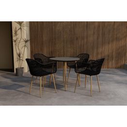 Ruokailuryhmä Venture Home Anafi, ø80cm , 4-istuttava, musta/ruskea