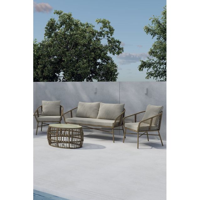 Oleskeluryhmä Venture Home Lipari, 4-istuttava, ruskea/beige