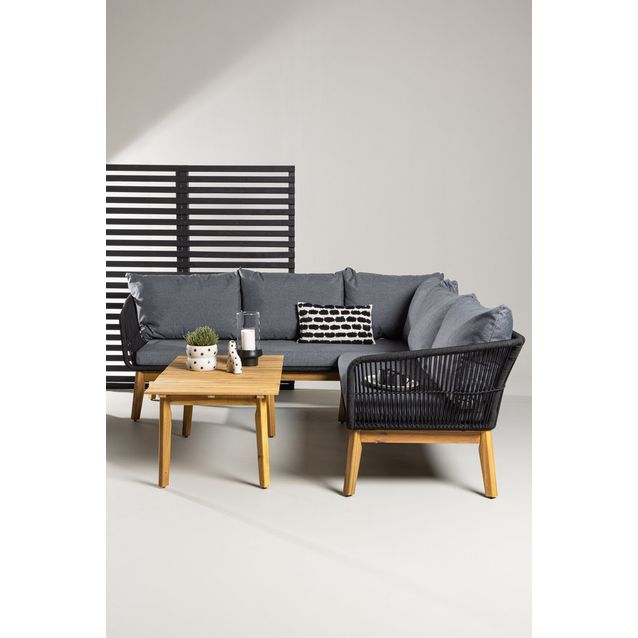 Kulmasohvaryhmä ulos Venture Home Chania, 110x60x45 cm musta/ruskea