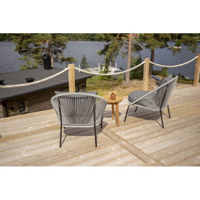Parvekeryhmä Venture Home, ø40cm Chania-pöytä + 2 harmaata Lindos-tuolia