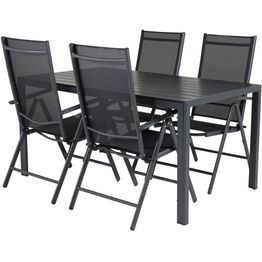 Ruokailuryhmä Venture Home, 150x90cm musta Break-pöytä + 4 mustaa Break-säätötuolia