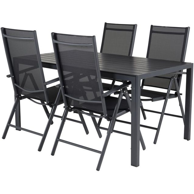 Ruokailuryhmä Venture Home, 150x90cm musta Break-pöytä + 4 mustaa Break-säätötuolia