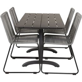 Ruokailuryhmä Venture Home, 120x70cm musta Denver-pöytä + 4 Lindos-tuolia