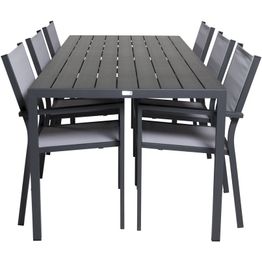 Ruokailuryhmä Venture Home, 205x90cm Break-pöytä + 6 pinottavaa Copacabana-tuolia