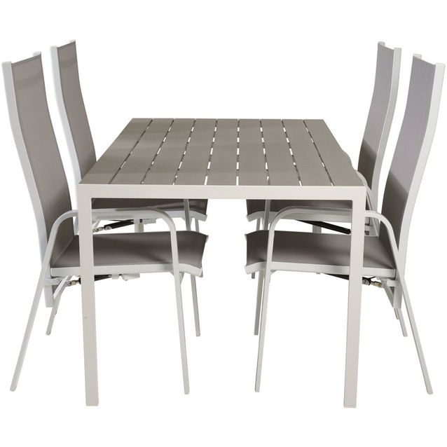 Ruokailuryhmä Venture Home, 150x90cm harmaa/valkoinen Break-pöytä + 4 harmaata Copacabana-säätötuolia