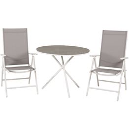 Parvekeryhmä Venture Home, ø90cm harmaa-valkoinen Parma-pöytä + 2 harmaata Break-säätötuolia