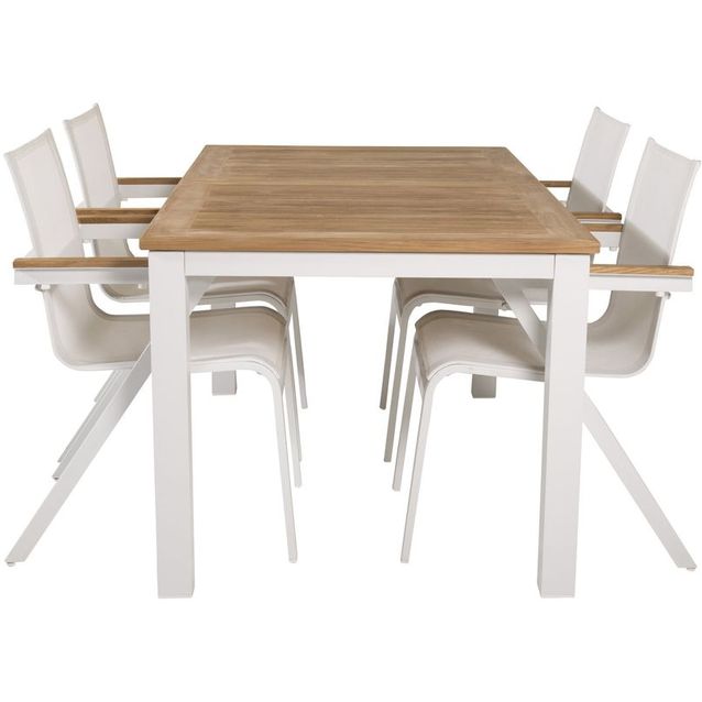 Ruokailuryhmä Venture Home, 152/210x90cm jatkettava Panama-pöytä + 4 pinottavaa Mexico-tuolia