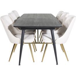 Ruokailuryhmä Venture Home, jatkettava musta Gold-pöytä + 6 Velvet Deluxe -tuolia