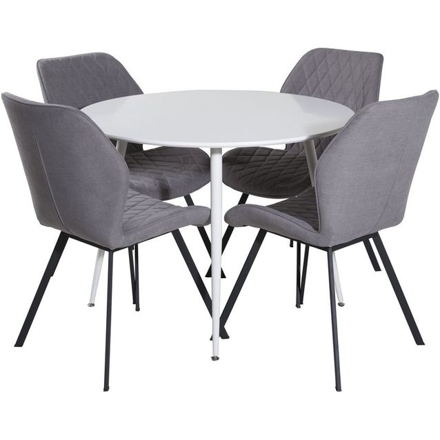 Ruokailuryhmä Venture Home, ⌀100cm Plaza-pöytä + 4 harmaata Gemma-tuolia