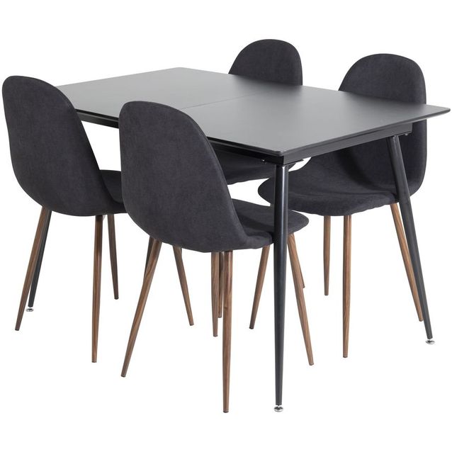 Ruokailuryhmä Venture Home, jatkettava Silar-ruokapöytä + 4 musta-ruskeaa Polar-tuolia