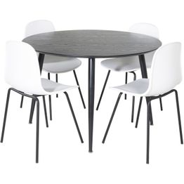 Pyöreä ruokailuryhmä Venture Home, Ø115cm musta Dipp-pöytä + 4 Arctic-tuolia