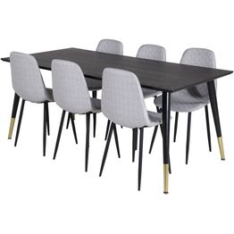 Ruokailuryhmä Venture Home, 180x90cm Dipp-pöytä + 6 harmaata Polar Diamond -tuolia