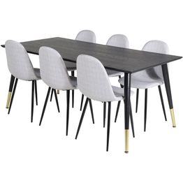 Ruokailuryhmä Venture Home, 180x90cm Dipp-pöytä + 6 harmaata Polar-tuolia