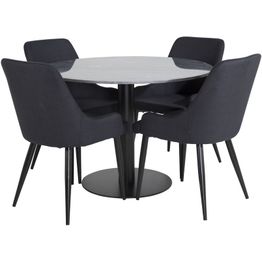 Ruokailuryhmä Venture Home, ø106cm musta Estelle-pöytä + 4 mustaa Plaza-tuolia