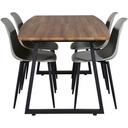 Ruokailuryhmä Venture Home, jatkettava harmaa-valkoinen Inca-pöytä + 4  harmaata Polar Plastic -tuolia