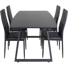 Ruokailuryhmä Venture Home, jatkettava Inca-pöytä + 4 Slim High-tuolia, keinonahka