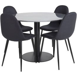Ruokailuryhmä Venture Home, ø106cm musta Estelle-pöytä + 4 mustaa Polar-tuolia