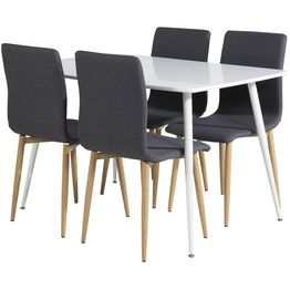 Ruokailuryhmä Venture Home, valkoinen Polar-pöytä + 4 tummanharmaata Windu-tuolia
