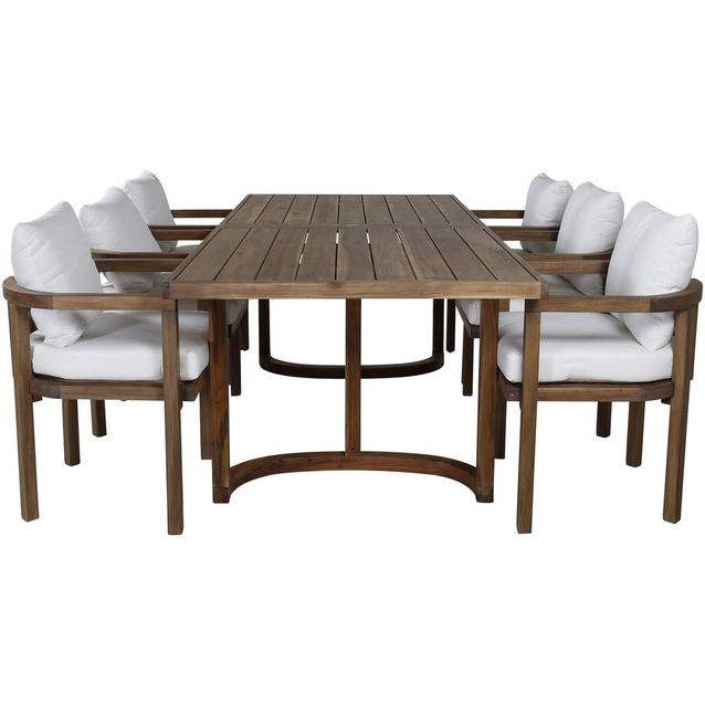 Ruokailuryhmä Venture Home, 214x100cm Erica-pöytä + 6 Erica-tuolia, akaasia/valkoinen