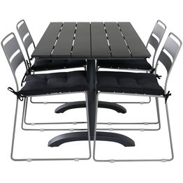 Ruokailuryhmä Venture Home, 120x70cm musta Denver-pöytä + 4 harmaata Lina-tuolia